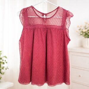 No Boundaries Burgundy Sheer Blouse